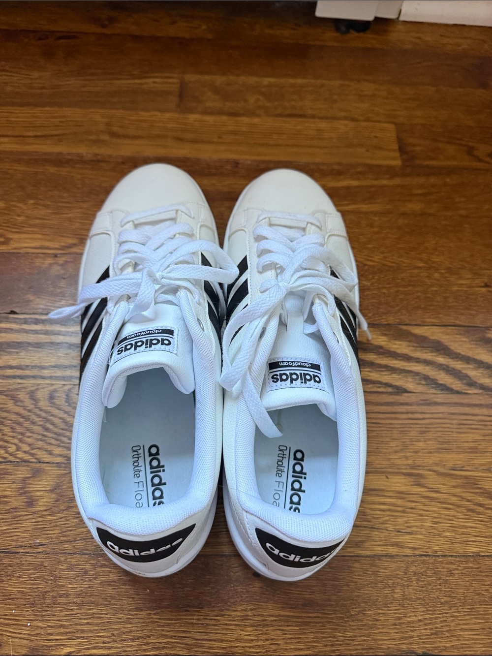 adidas Men’s White Sneakers with Black Three-Stripes